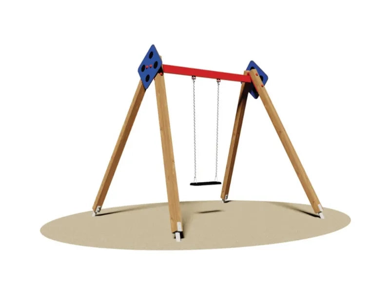 Altalena Florida 1 posto 858 Giochipark legno e acciaio EN 1176 h 240cm - Gabbia