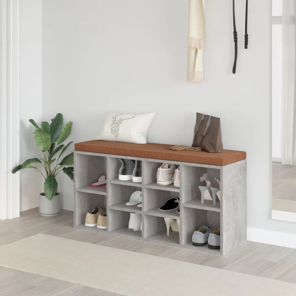 Scarpiera-Scaffale per scarpe Grigio Cemento 103x30x48 cm in Legno Multistrato