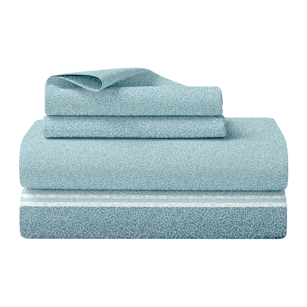 Completo Letto Lenzuola Matrimoniale,100% Cotone, Set letto, Lenzuolo Sopra, Sotto e Federe 2 Piazze Compose Turchese