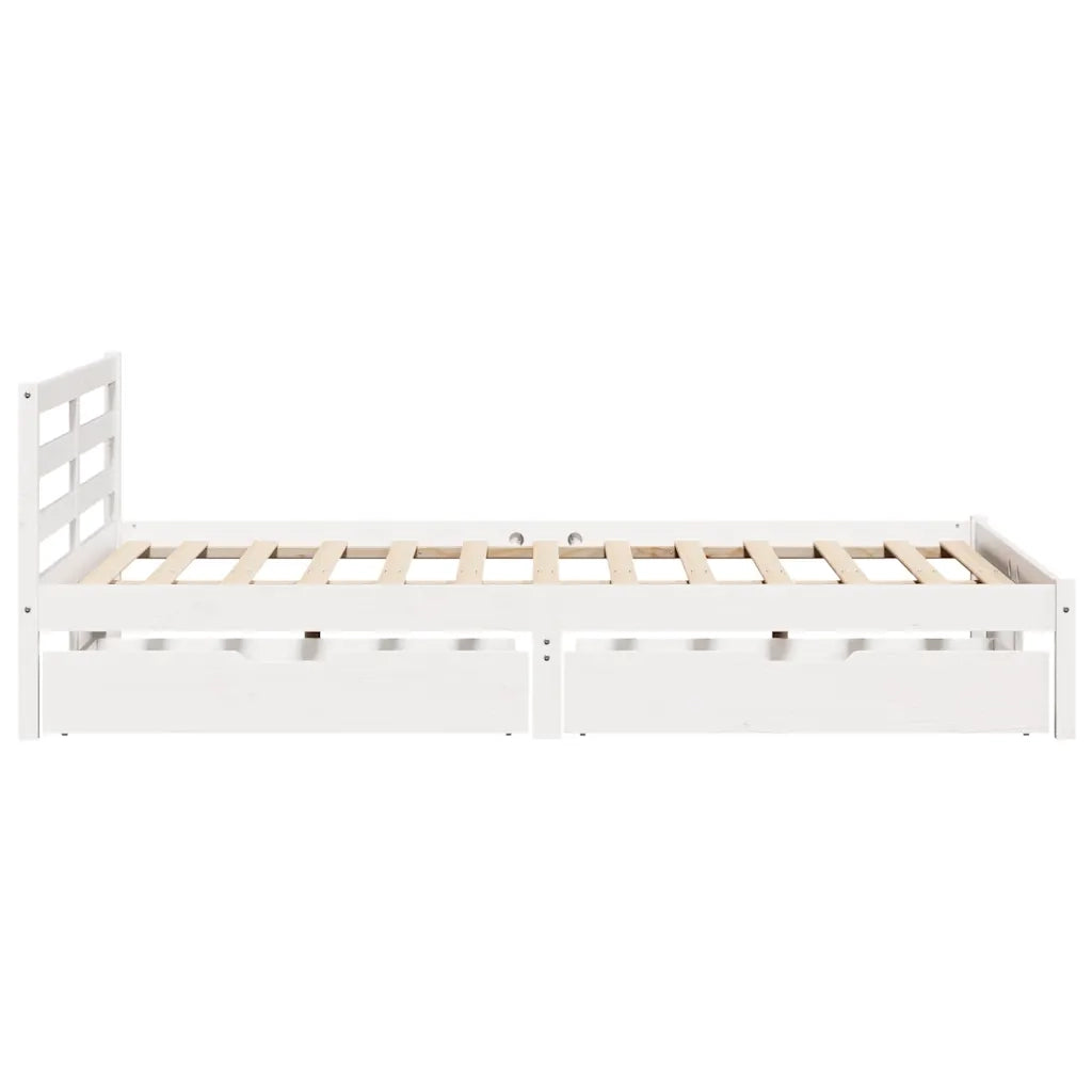 Letto senza Materasso Bianco 135x190 cm Legno Massello di Pino