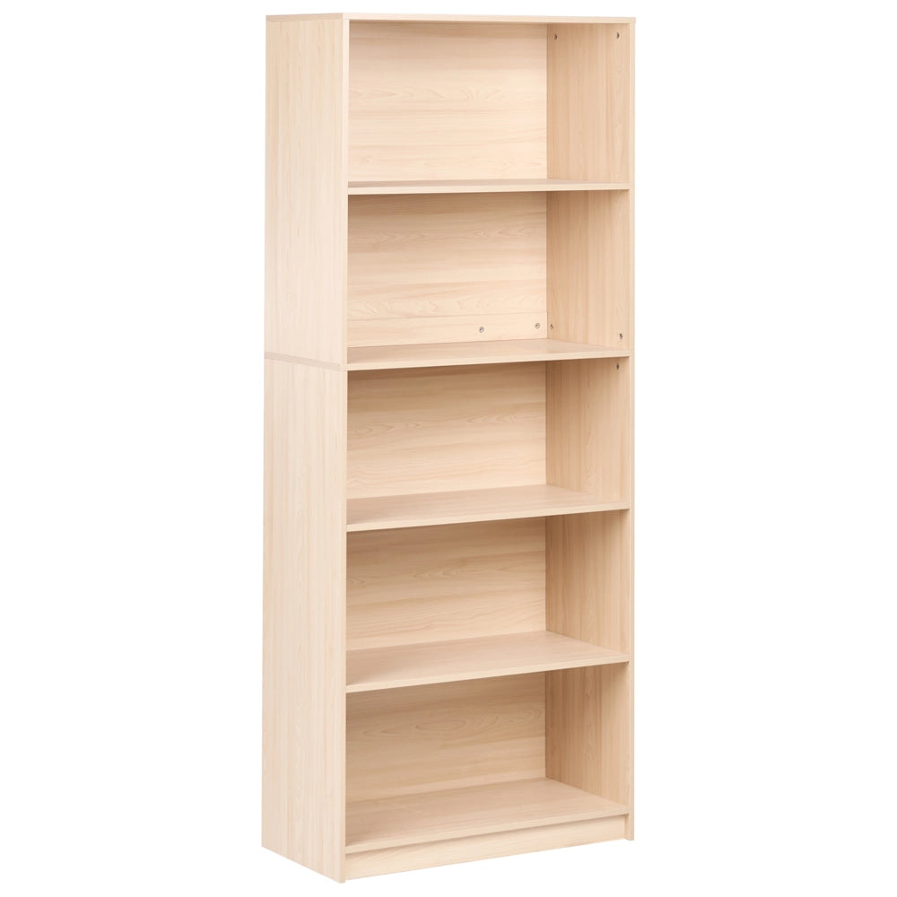 Libreria a 5 ripiani in stile minimalista in truciolato marrone chiaro soggiorno salotto