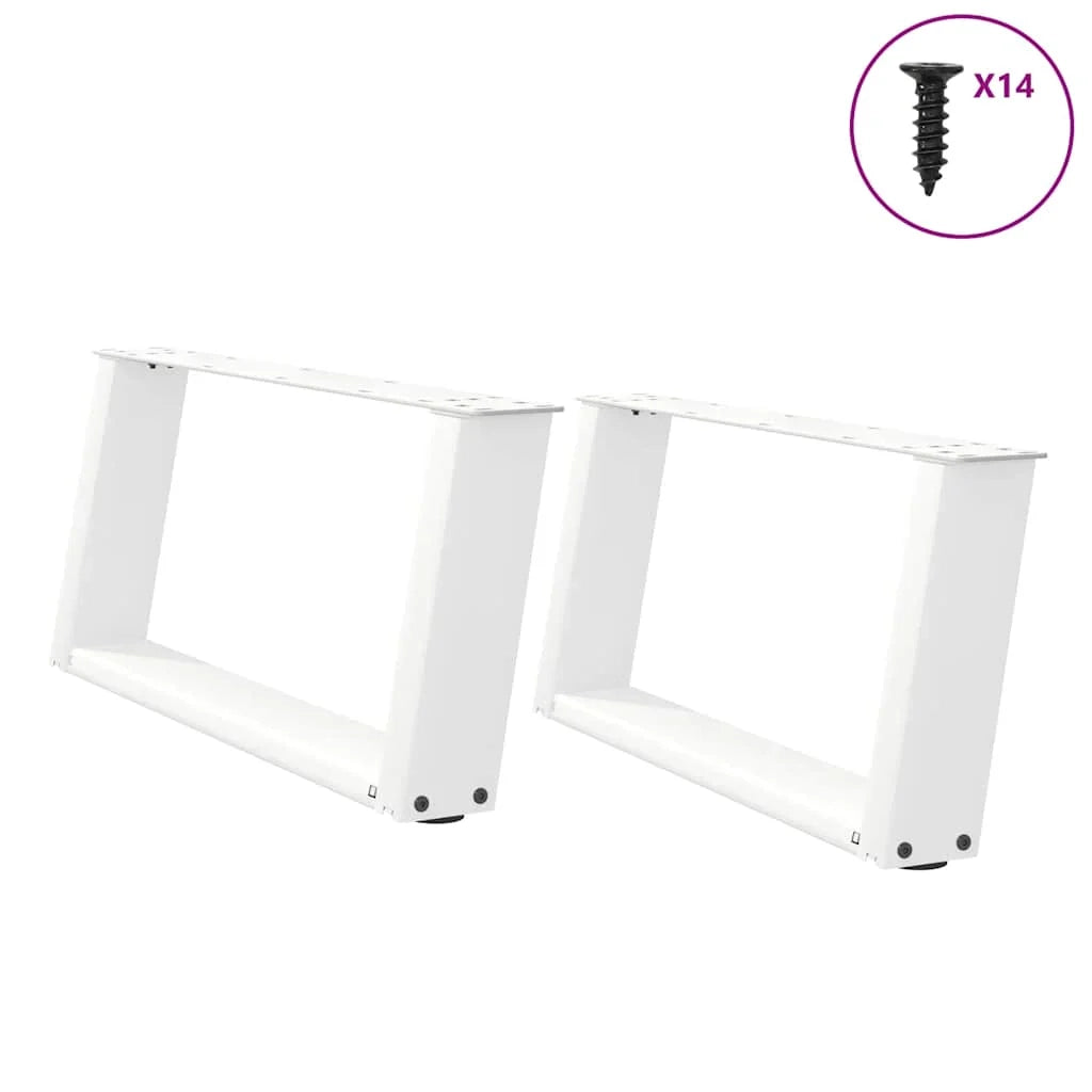 Set di 2 gambe per tavolino da caffè a forma di U 60 x 30 cm design moderno e stabile con piedini livellatori acciaio bianco 02_0057034