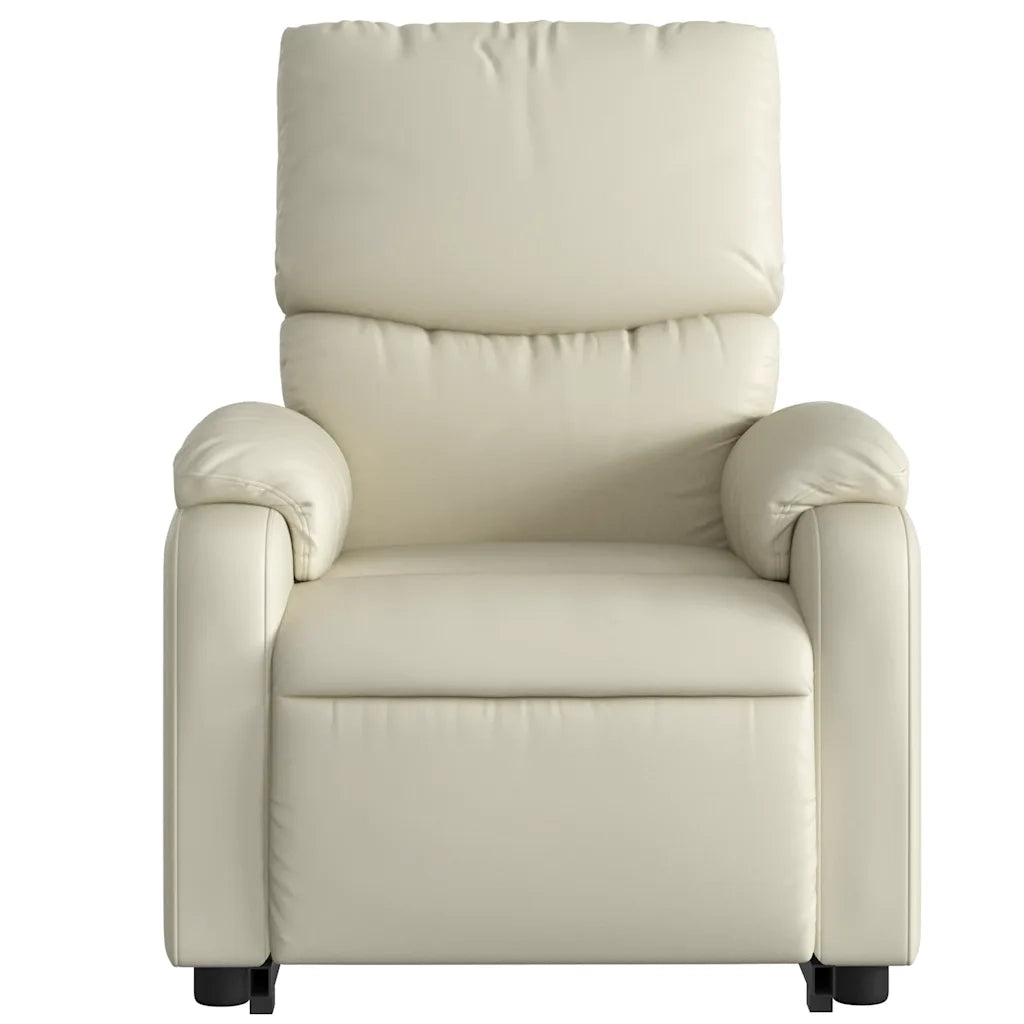 Divano Sedia-Poltrona Alzapersona Reclinabile Massaggio Crema Similpelle 551518