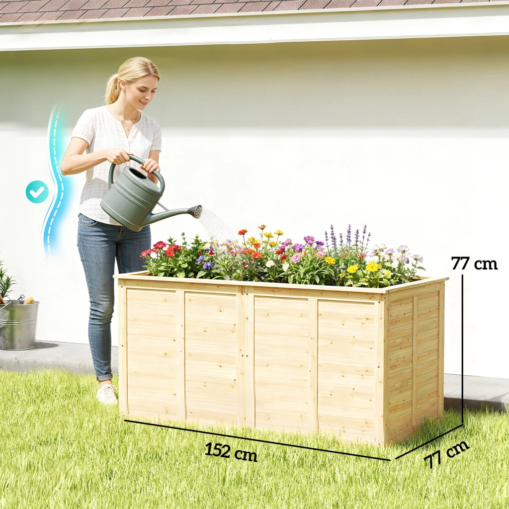 Letto Rialzato Orto Legno 152x77x77 cm ¨C Xylo ¨C Giardino Esterno con Base Aperta