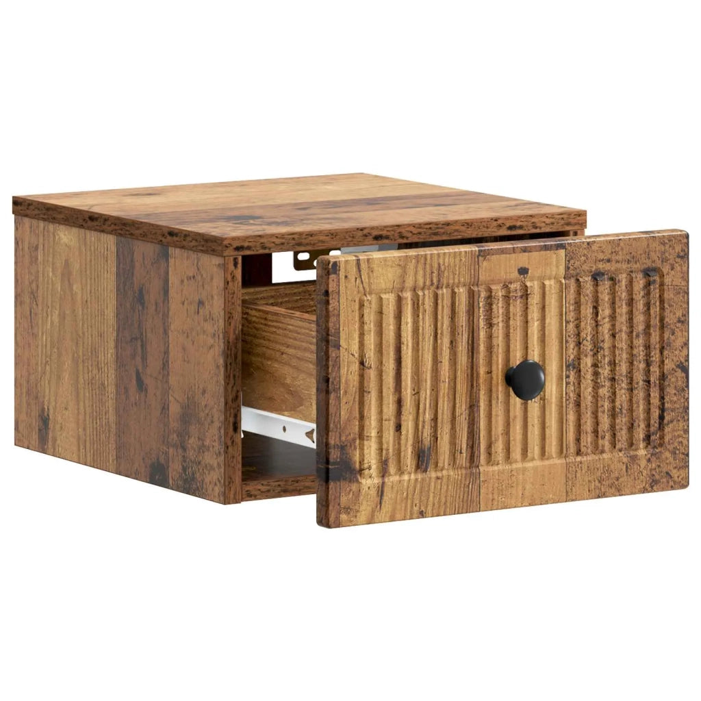 Mobiletto da notte a muro 2 pcs Legno antico 33 x 34,5 x 20 cm 897932