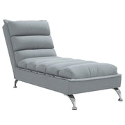 Chaise Longue con Cuscini Grigio Chiaro in Tessuto CFW4389696