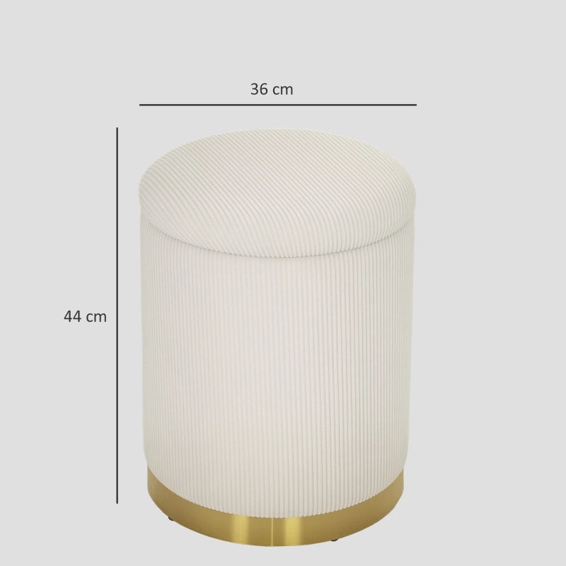 Sgabello contenitore rotondo in tessuto corda, Ø36 x 44 cm, bianco crema