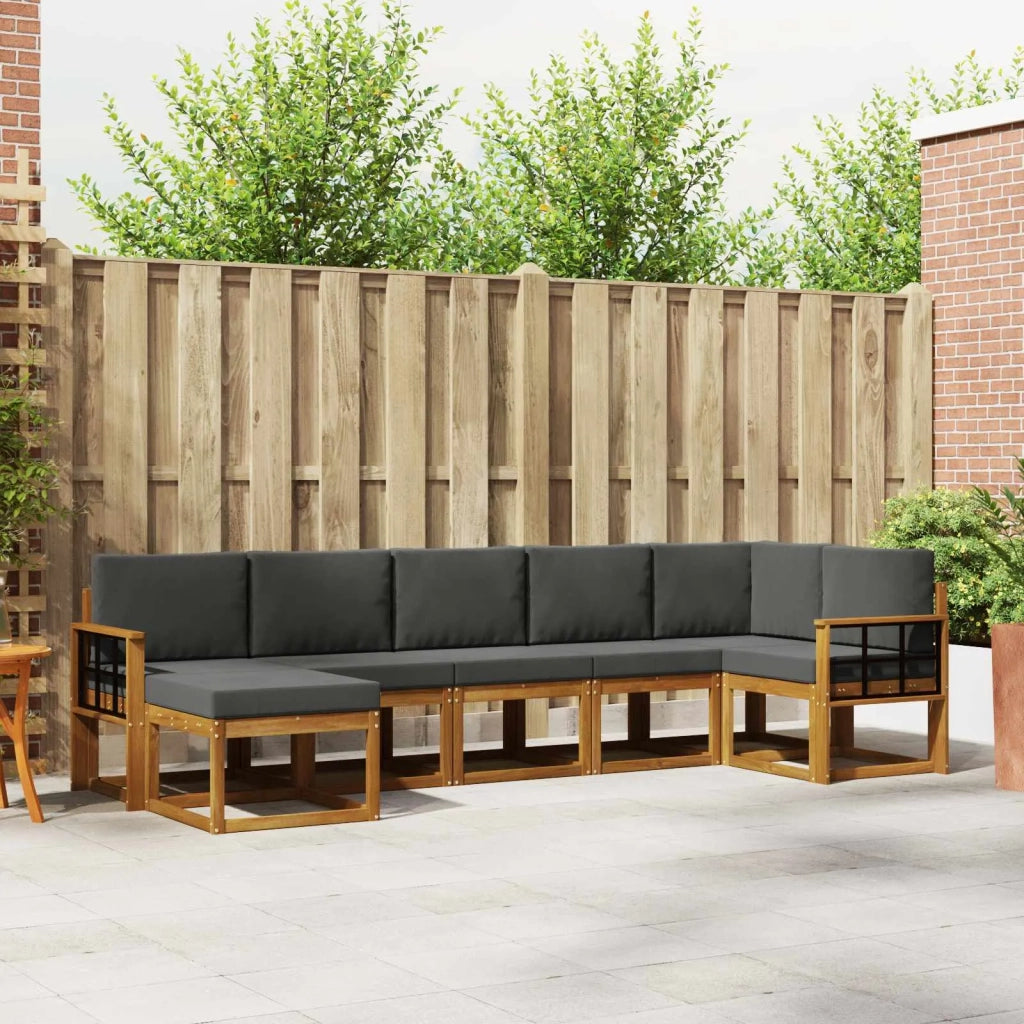 Set di divani da esterno con cuscino 7 pcs Naturale e Antracite 3366720