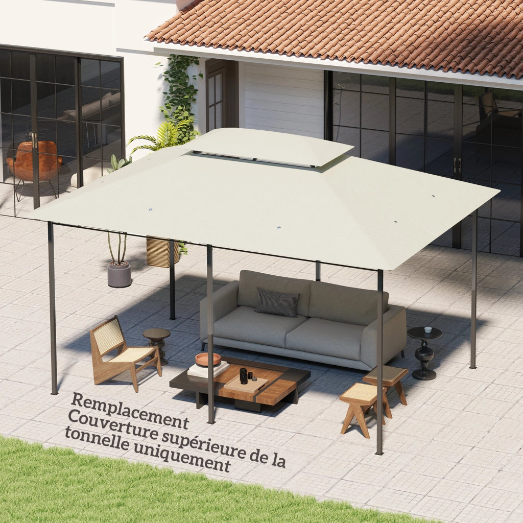 Telo per gazebo 4x3m doppio tetto drenaggio ¨C zephmum ¨C crema 180g/m2 poliestere