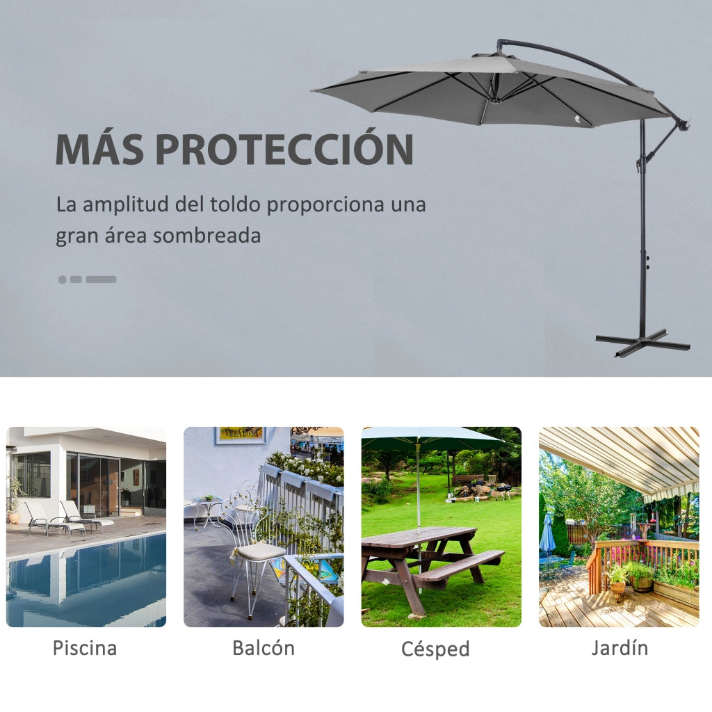 Parasole da Giardino 295 cm Grigio Inclinabile ¨C zephmum ¨C Acciaio