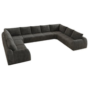 Divano modulare a U - in schiuma elastica e tessuto chenille - grigio scuro - 411 cm