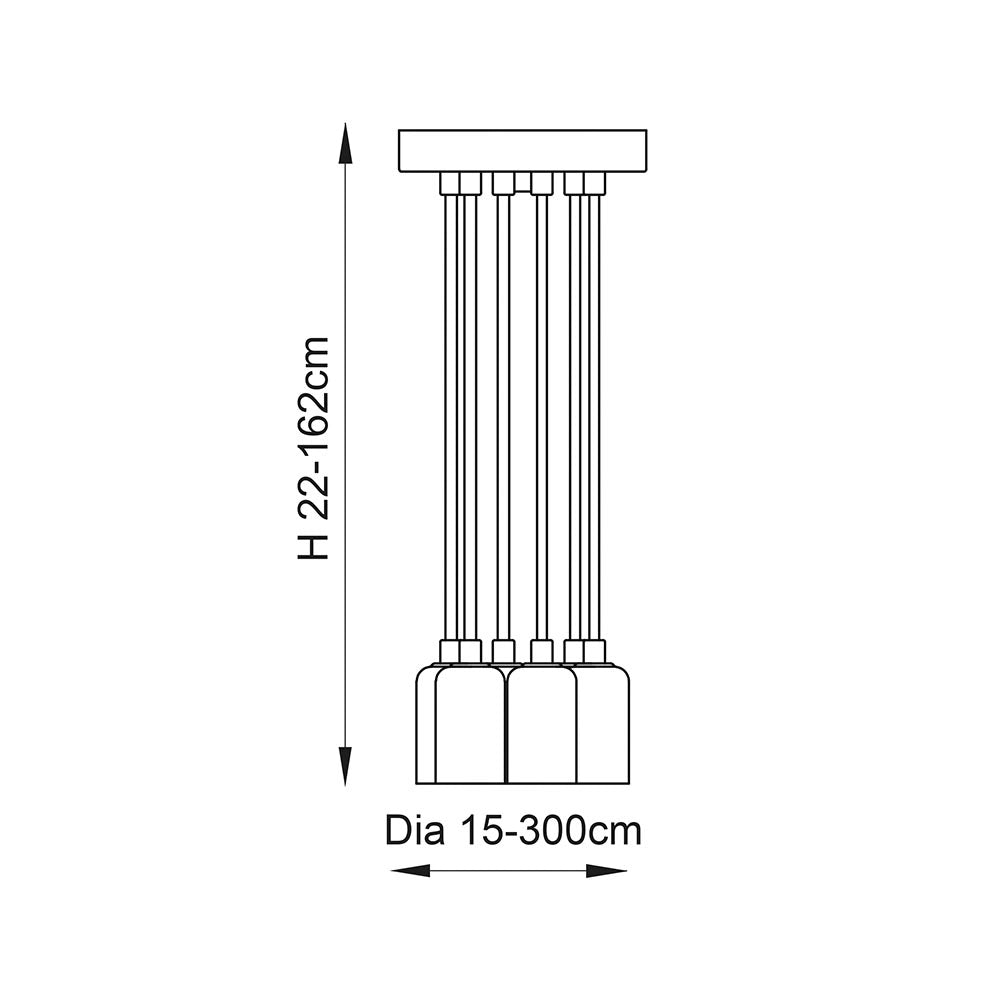 Lampada a sospensione industriale nera 6xE27 Endon
