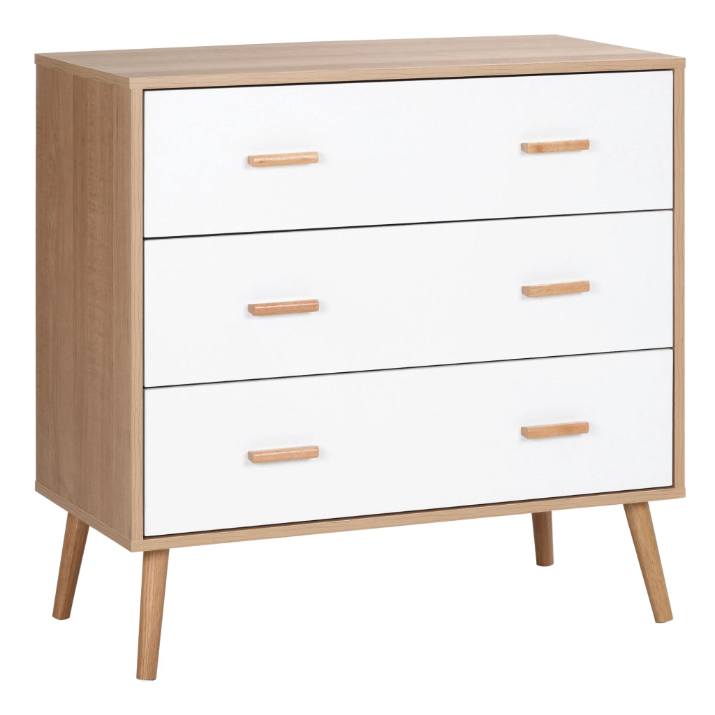 Cassettiera 3 Cassetti in Legno ¨C Zephmum ¨C 80x39x80 cm Bianco Legno