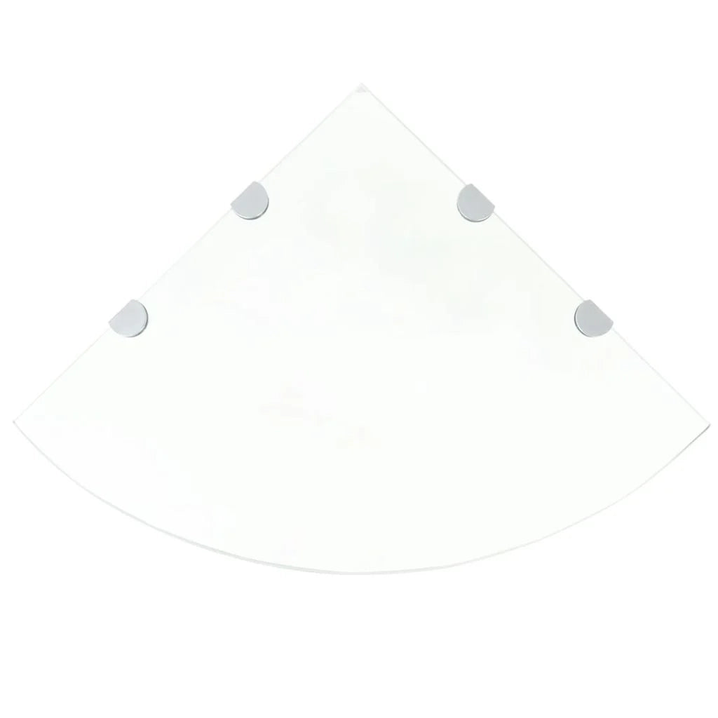 Mensola angolare con staffe cromate e vetro trasparente 45x45 cm 2702219/2
