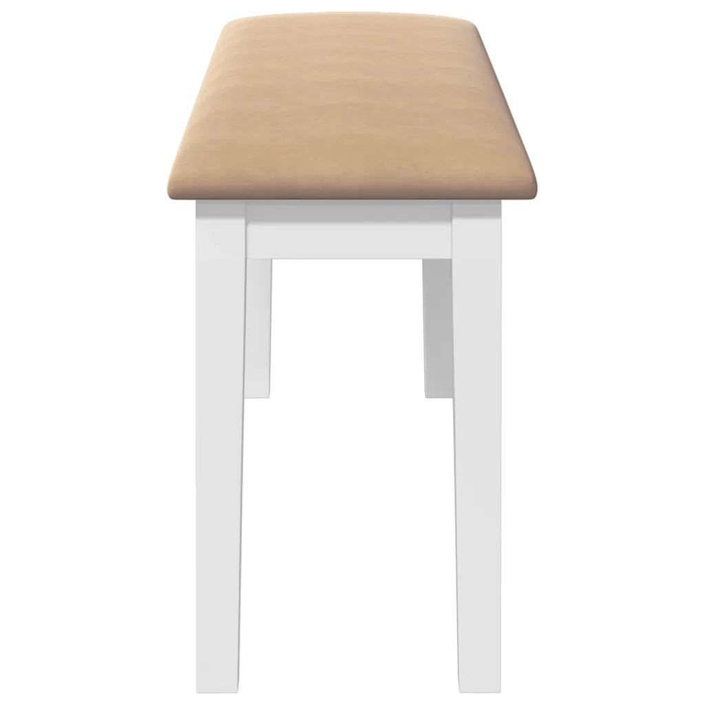 Panca-Sgabello 110 cm Bianco in Legno Massello di Hevea 635315