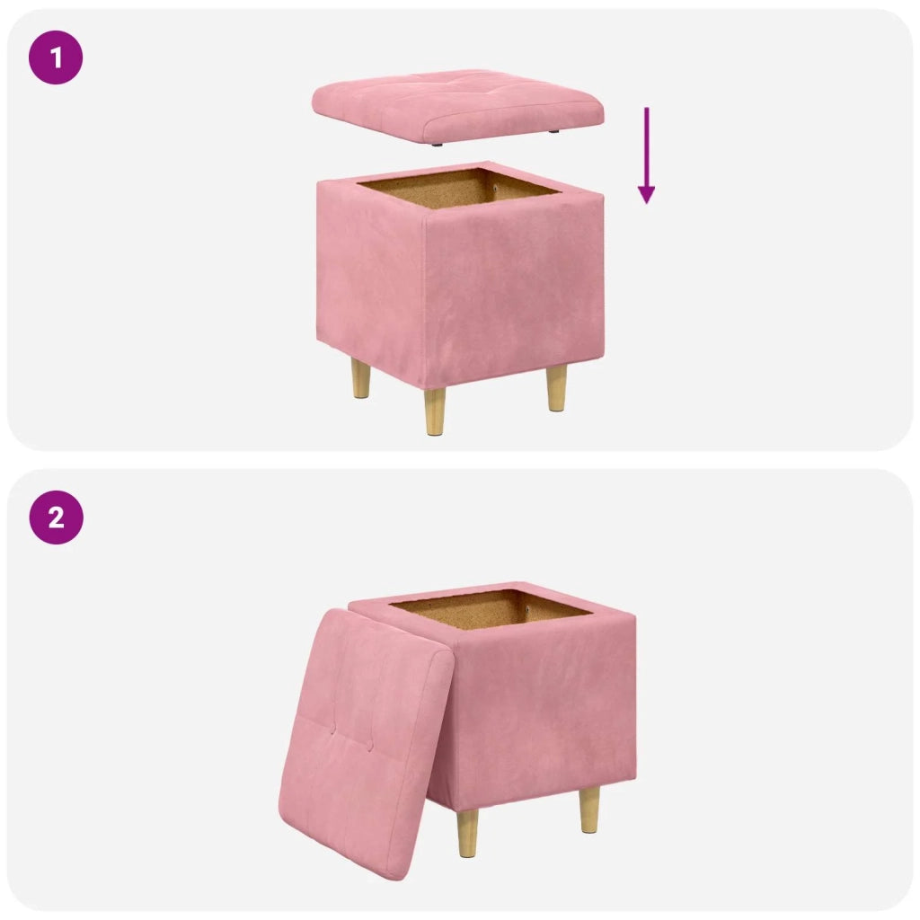 Pouf con Storage 40 x 40 x 45 cm Velluto