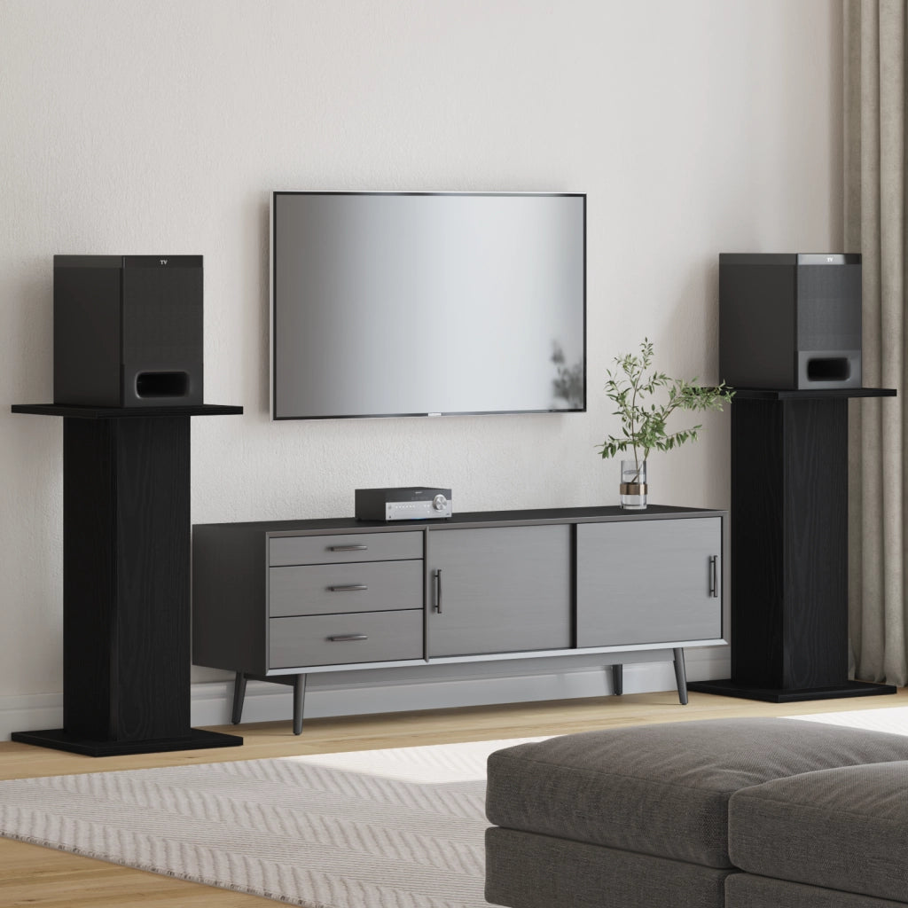 Supporti per altoparlanti  2 pz Rovere Nero 30x30x60 cm Legno ingegnerizzato