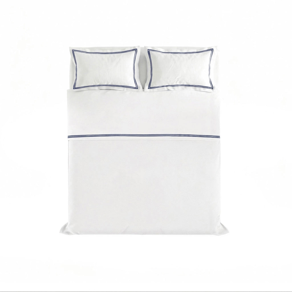 Set Lenzuola Sopra Sotto e Federe Matrimoniale Maxi 180x200 cm Linea Venere in Raso di Cotone Blu