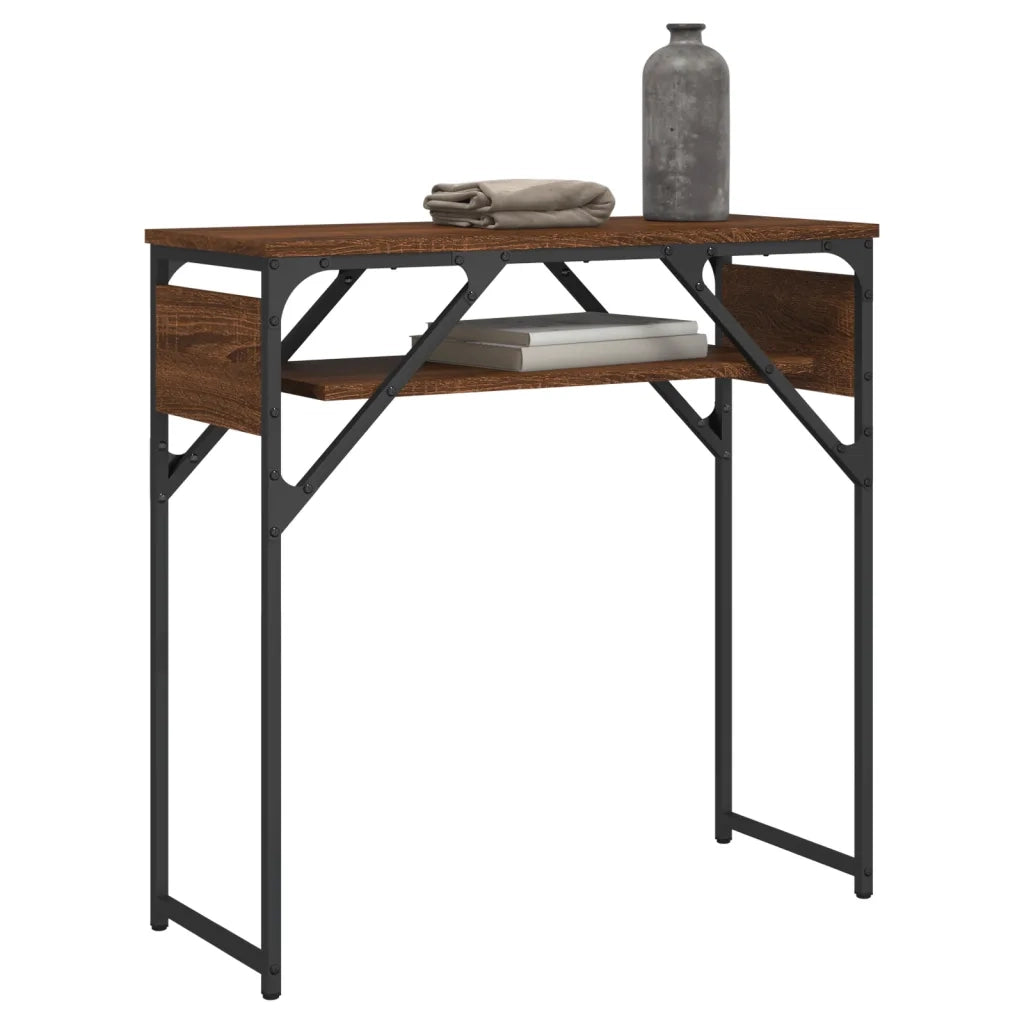 Tavolo Consolle | Tavolo d'Ingresso Ripiano Rovere Marrone 75x30x75cm Multistrato