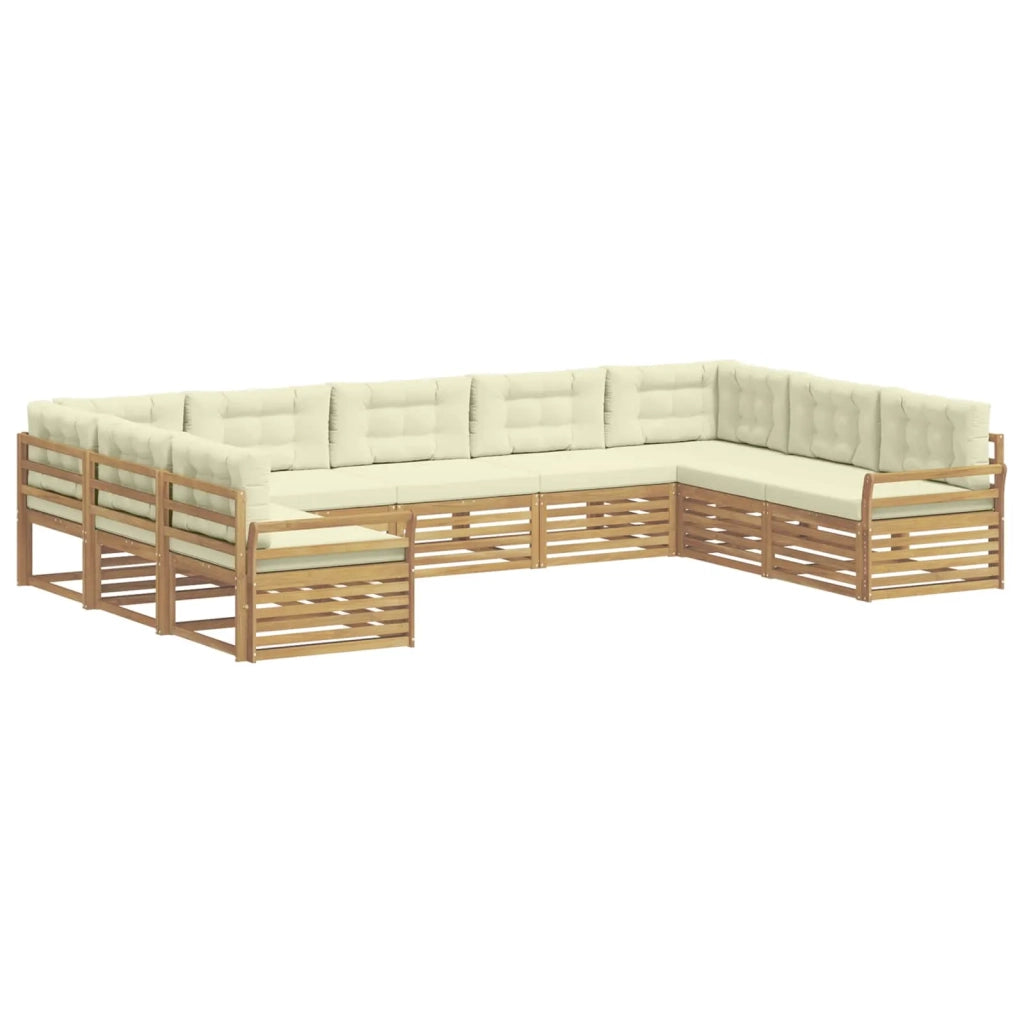 Set di divani da esterno 9 pz Bianco e Crema 3391155