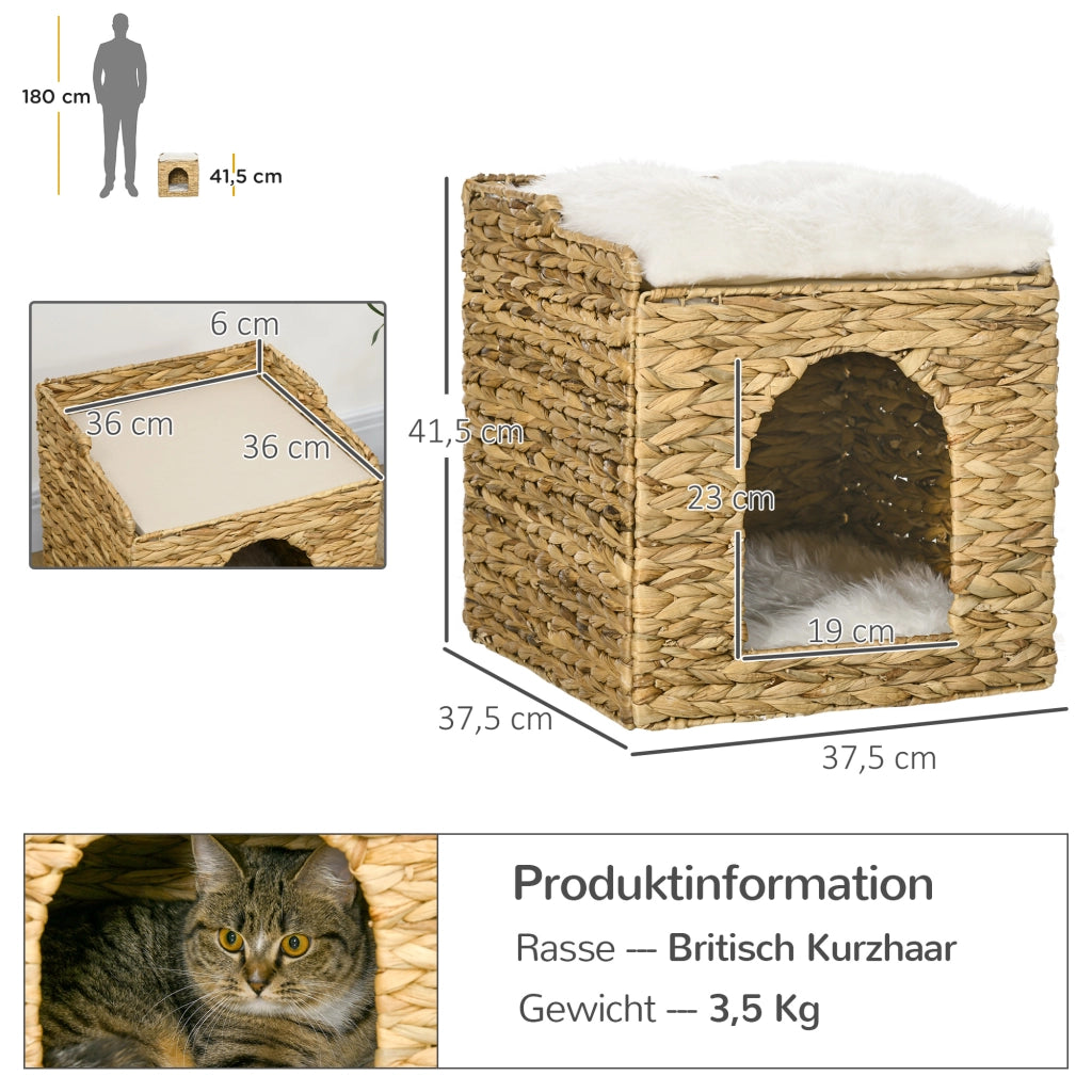 Cuccia per Gatti in Erba di Giacinto d'Acqua ¨C Minimal ¨C Naturale + Bianco, 2 Cuscini Lavabili