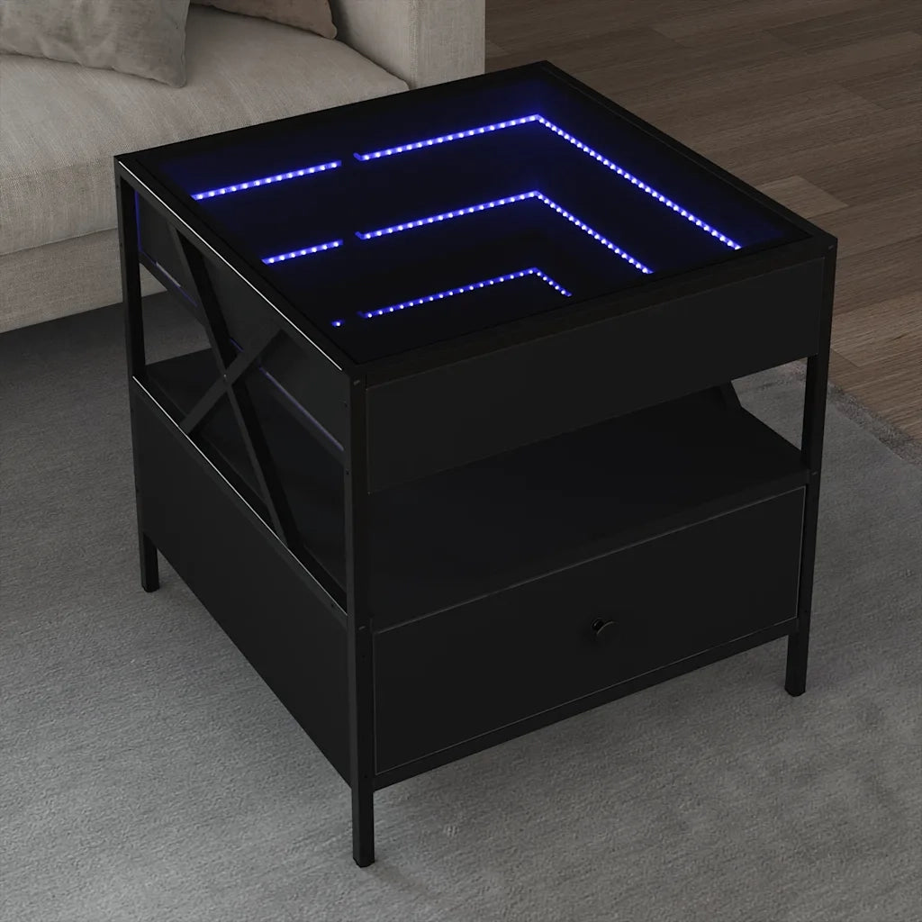 Tavolino da salotto | Tavolino da caff¨¨ | Tavolino da Soggiorno con LED Infinity Nero 50x50x51 cm