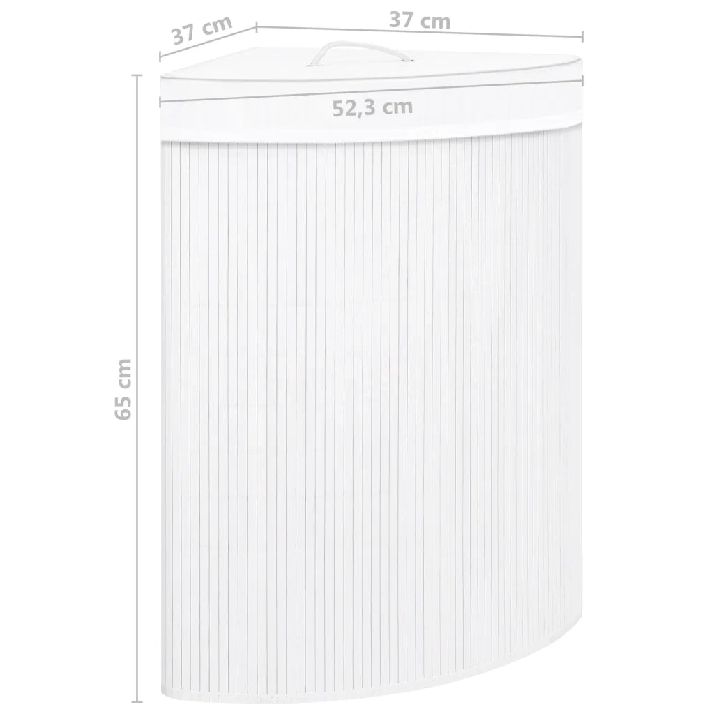 Cesto Portabiancheria Angolare in Bambù Bianco 60 L 320763