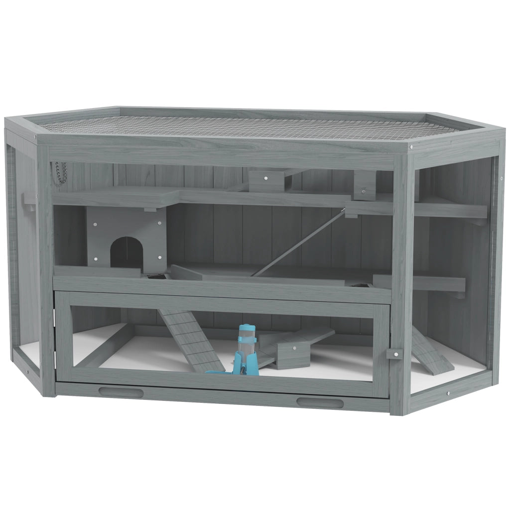 Gabbia per Criceti 3 Piani con Vasca Estraibile ¨C zephmum ¨C Legno/Metallo 115x60x55 cm