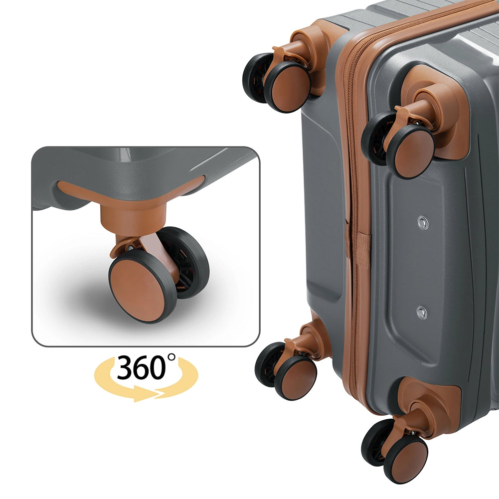 Set 4 Valigie Rivestimento Rigido in Polipropilene Grigio Maniglia Telescopica