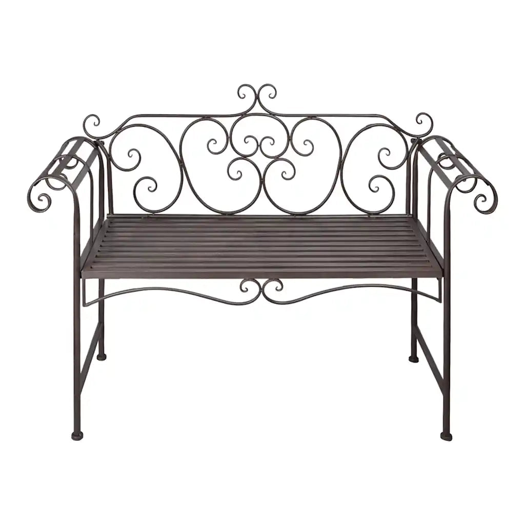 Panchina da Giardino | Panca da Giardino 132 cm in Acciaio Stile Anticato Marrone
