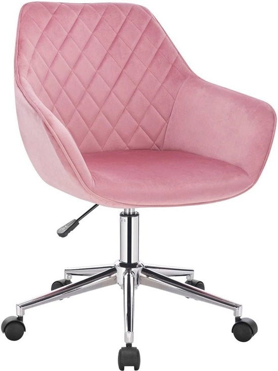 Sedia da Ufficio Ergonomica con Supporto per Gambe - Color Rosa - Per Adulti - Sedia su Ruote - Pelle Velluto - Sedia da Ufficio Ergonomica - Regolabile in Altezza - Con Braccio - Modello [inserire modello] - Codice [inserire codice prodotto]