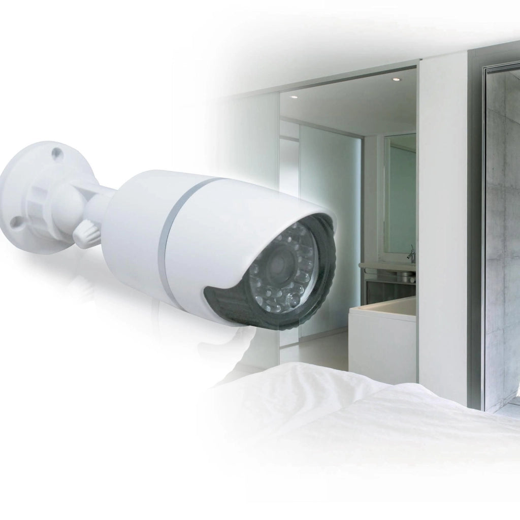 Avidsen 123043 Telecamera Finta Bullet per Interno ed Esterno LED Lampeggiante Snodo Regolabile 180° colore Bianco