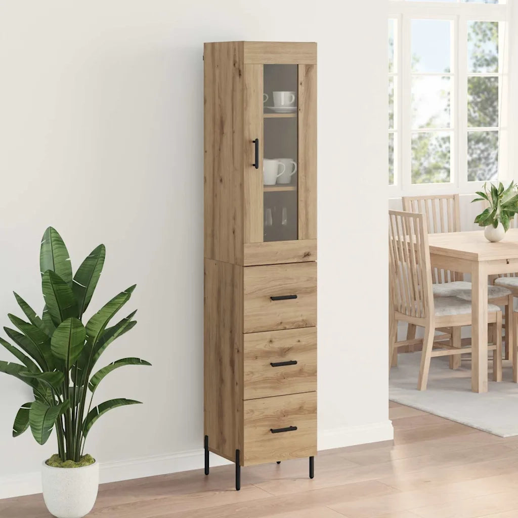 Credenza | Madia | Buffet da pranzo | Armadio da pranzo con cassetto Rovere artigianale 34,5 x 34 x 180 cm