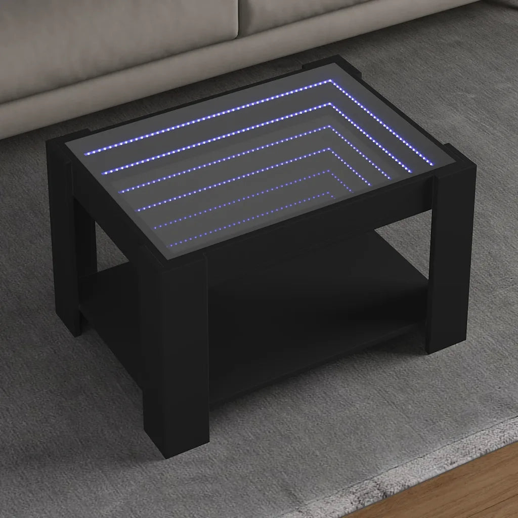 Tavolino salotto | Tavolino da caff¨¨ | Tavolino da Soggiorno con LED Nero 73x53x45 cm Legno Multistrato