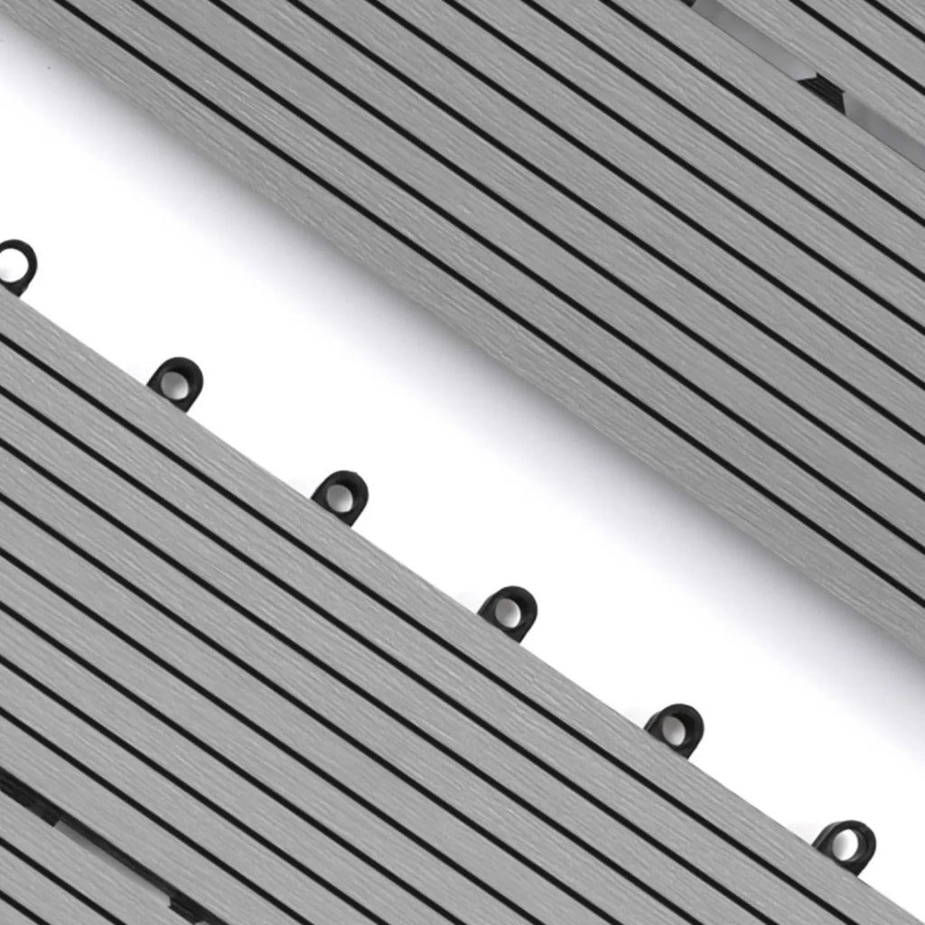 IDMarket - Set di 5 piastrelle rettangolari in legno composito WODHY grigio da agganciare