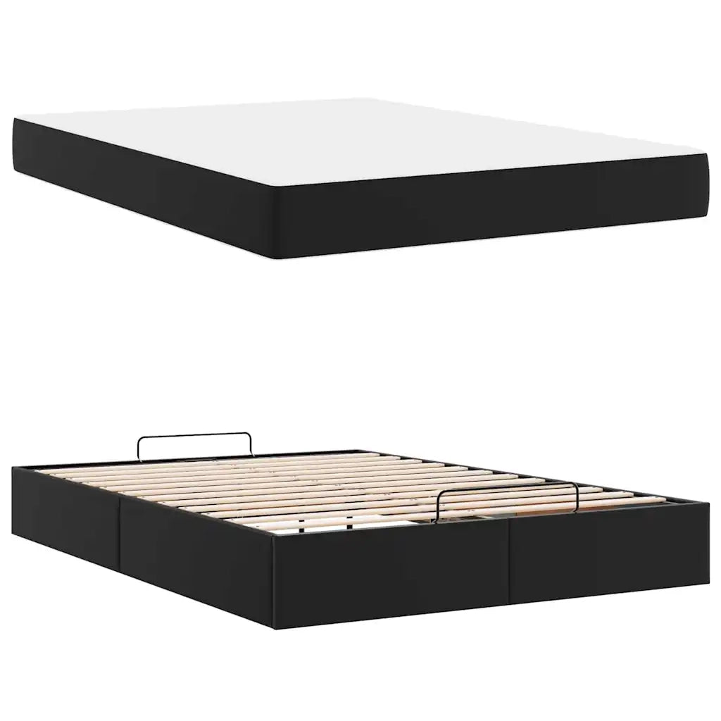 vidaXL Struttura letto con materasso Nero 160 x 200 cm Pelle sintetica