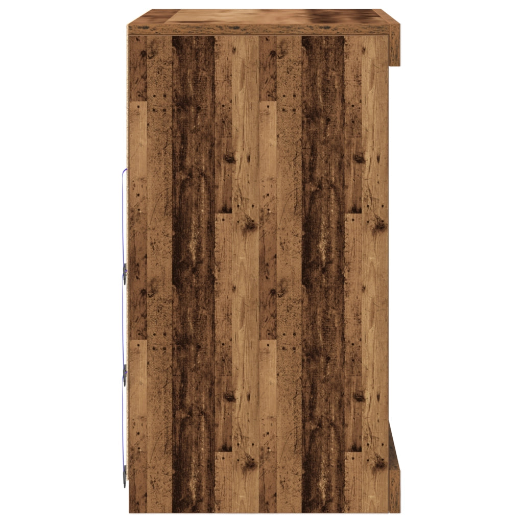 Sideboard con luci LED Legno Antico 60,5x37x67 cm