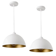 Set di 2 lampade a sospensione per illuminazione interna altezza regolabile metallo diametro 30 cm bianco e oro 03_0005760