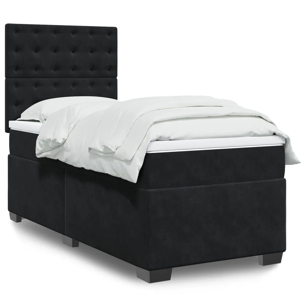 Giroletto a Molle con Materasso Nero 100x200 cm in Velluto 3290848