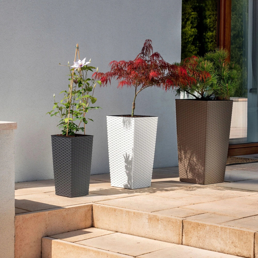 Vaso da fiori KADAX con inserto e coprivaso, alto, colore grafite, 39x75 cm