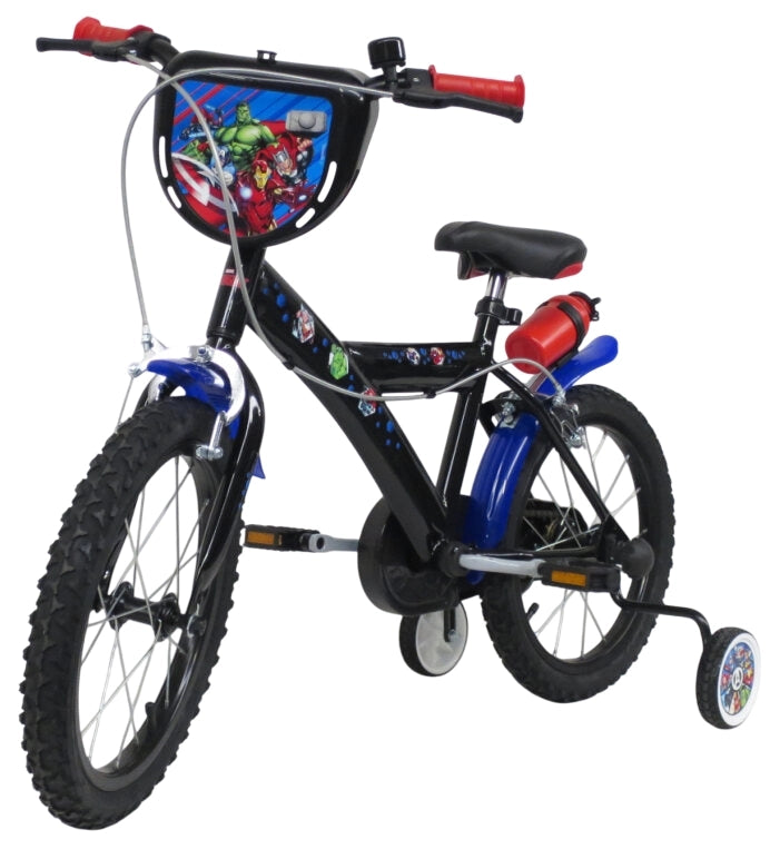 AVENGERS 16, adatta a bambini tra i 5 e i 7 anni, per altezza tra 105 e 135 cm, con borraccia e scudo frontale