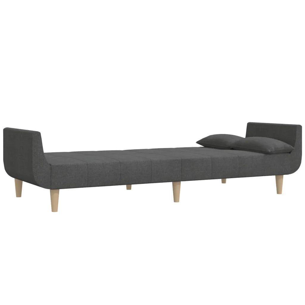 Divano Letto a 2 Posti con 2 Cuscini Grigio Scuro in Tessuto 375870