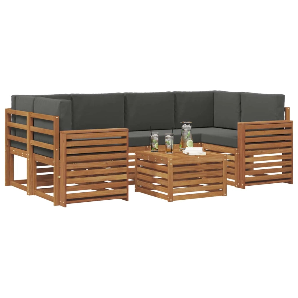 Set di divani da esterno con cuscino 7 pcs Naturale e Antracite 3374457