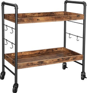 Carrello Industriale per Cucina - Carrello da Servire - Carrello per Cucina - Nero/Rosso Terracotta