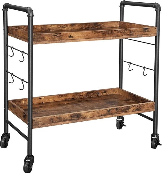 Carrello Industriale per Cucina - Carrello da Servire - Carrello per Cucina - Nero/Rosso Terracotta