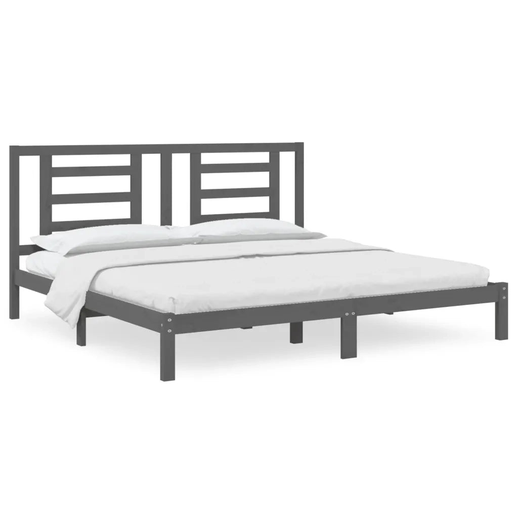 Giroletto-Struttura Letto Grigio in Legno Massello di Pino 200x200 cm 137426