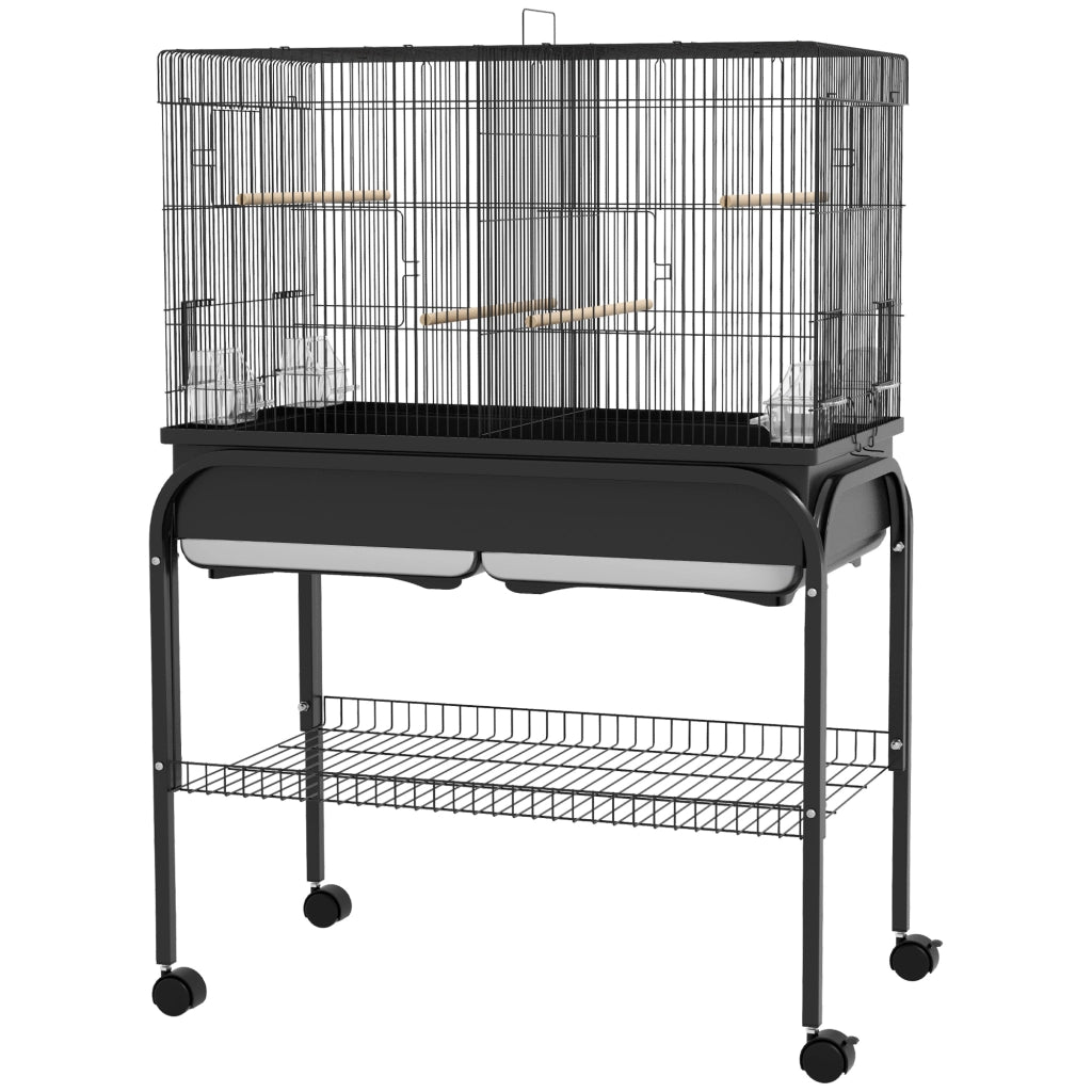 Gabbia Uccelli Grandi con Ruote ¨C Zephmum ¨C Nero 85x49x119 cm