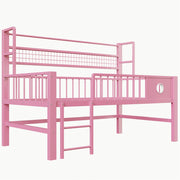 LETTO A CASTELLO BASSO 90x200 cm in metallo rosa