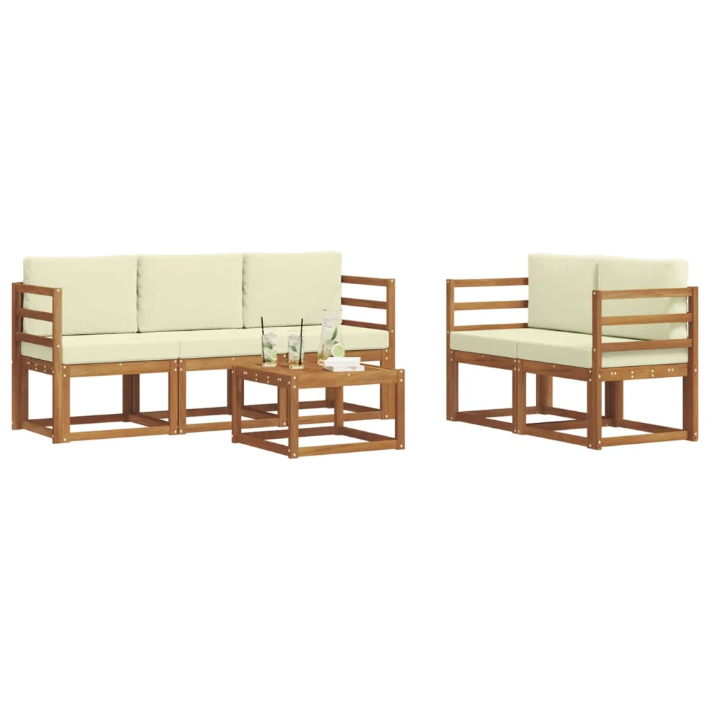 Set di divani da esterno con cuscino 6 pcs Naturale e Crema 3365993