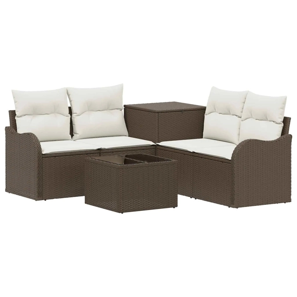 Set di divani 6 pz Marrone e Bianco Crema 3447130